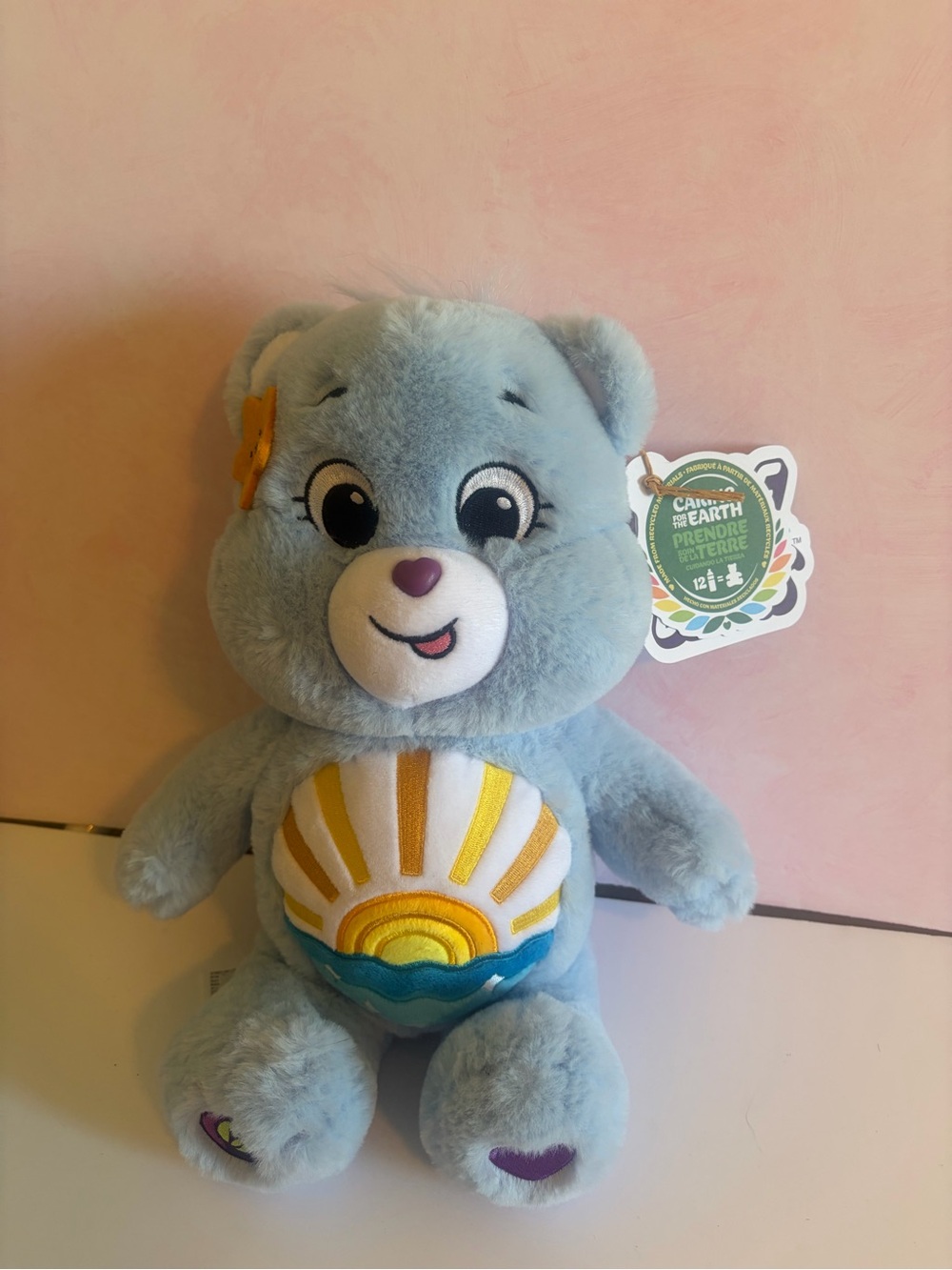 Care Bears Sea Friend Bear 14" Plush Blue Sun & Ocean Wave Tummy w/ Tags